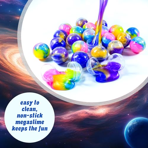 Slime Party Favors,24-Pack Galaxy Slime Balls, Stretchy, Non-Sticky, Mess-Free for Kids, Stress Relief Toys, Party Favors, and Classroom Rewards