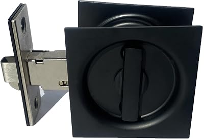 Dontay Pocket Door Privacy Lock, Contemporary Square Pocket Door Latch Knob, Flush Door Handles, Privacy (Bed/Bath) Latch, 2-3/8