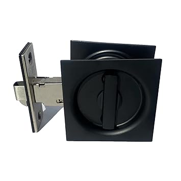 Dontay Pocket Door Knob, Contemporary Square Pocket Door Lock, Flush Door Knob, Privacy (Bed/Bath) Latch, 2-3/8