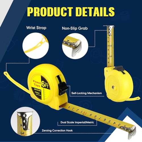 Cinta métrica mini retráctil de 6 ft x 24 unidades miniatura 4