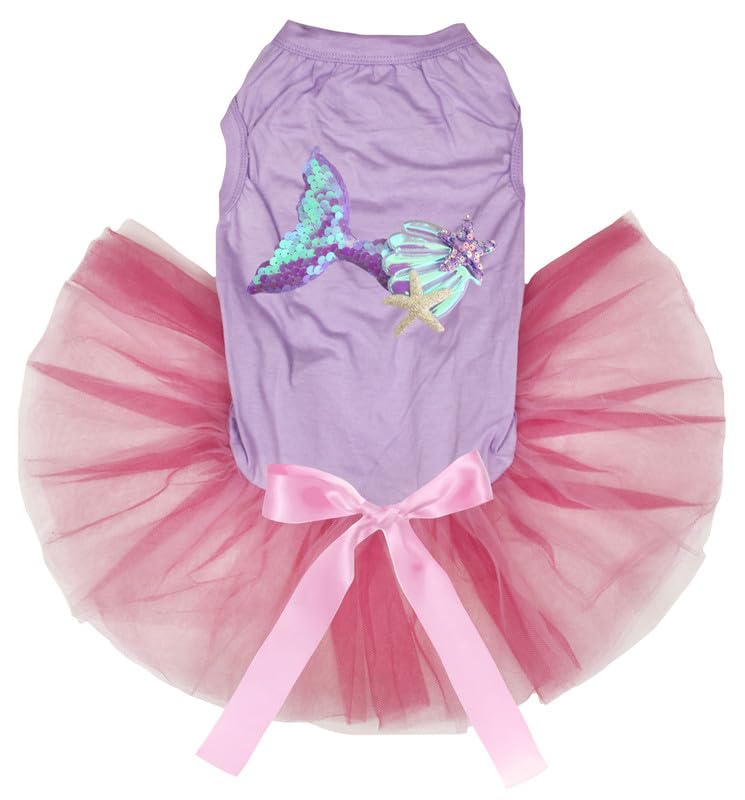 Robe queue de sirène chiot lavande rose XS pour petit chien et jeune animal