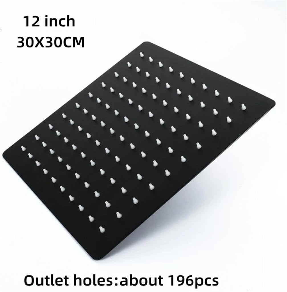 16 Inch Black Shower Head Extension Arm 40CM Stainless Steel Square Fixed Tube Pipe For Bathroom Showerhead Accessories