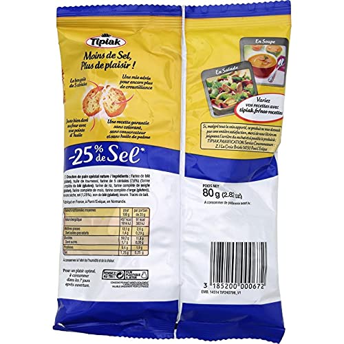 TIPIAK - Croutons Natures 25% Sel 80G - Lot De 4 - Offre Special