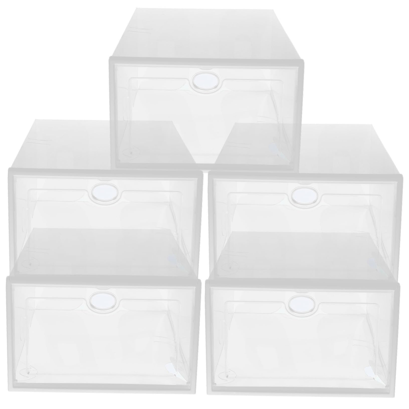 Cabilock 5Pcs Transparent Shoe Storage Boxes Stackable Plastic Sneaker Organizer Case Drawer Type Design for Home Bedroom Closet Organization