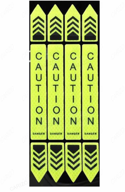CARIZO Super Reflective Caution Decals for Car High-Intensity Night Visibility, Door Edge Diamond Graded Neon Warning Reflective Stickers Compatible with Skoda Rapid (Type-III) 2020 Onwards-image-37