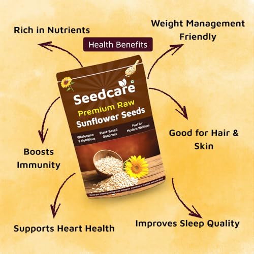 Image of Seedcare Raw Sunflower Seeds | High in Protein, Fiber, Vitamins & Antioxidants | Nutritious Superfood for Weight Management, Immunity Boost, Healthy Snacking, Smoothies, Cooking & Salads (500 g (Pack of 1))