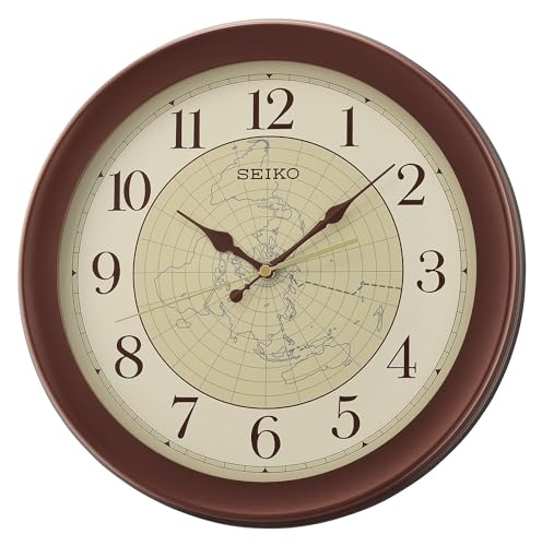 Horloge murale Seiko QXA709B en plastique marron pour décoration de salon