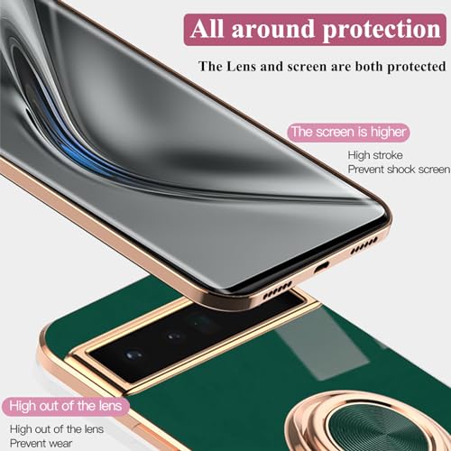 Coque Google Pixel 6A fine silicone avec bague aimantée verte - 7