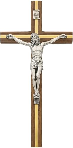 Crucifijo de nogal 10 W/Plata"