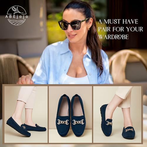 Image of ABEJOJO Women's Loafer Shoes, Comfortable Slip on Casual Flat Penny Shoes for Walking, Driving, Dressy