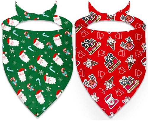 Christmas Dog Bandanas Holiday Pet Outfit for Dog Boys and Girl,Snowman Xmas Puppy Dogs Scarf Red Green Merry for Small Medium to Large Dogs