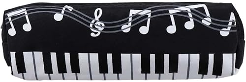 Estuche de tela Oxford, cuadrado de una sola capa, notas musicales de piano y teclado, estuche para lápices de gran capacidad, bolsas de papelería y