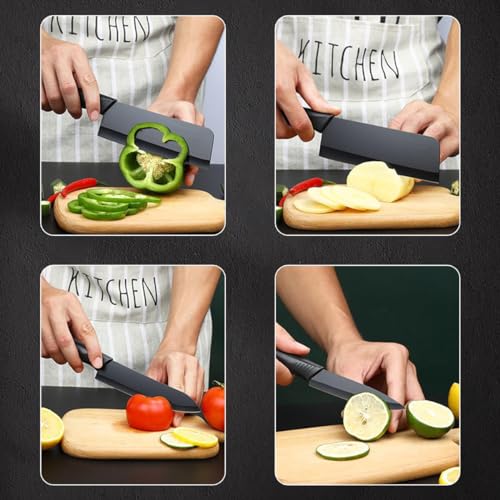 Image of Stainless Steel 3 Pieces Professional Kitchen Knife Set, Meat Knife, Chef's Knife with Non-Slip Handle Sharp Manual Sharpening for Home Kitchen and Restaurant - (Black)