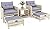 Pamapic 5 Pieces Wicker Patio Furniture Set Outdoor Patio Chairs with Ottomans Conversation Furniture with coffetable for Poorside Garden Balcony(Purple Cushion + Grey Ratten)