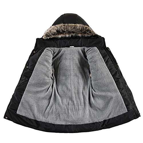 Boy's Winter Coat Kids Heavyweight Hooded Puffer Jacket Thicken Warm Long Parka with Faux Fur Collar Padded Down Coat4