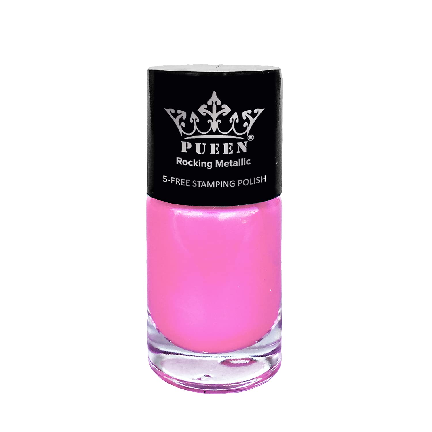 PUEEN Rocking Metallic Nail Polish For Nail Stamping Big 5-FREE Formula Nail Color Lacquer (606 Pink ladies)-BH000579