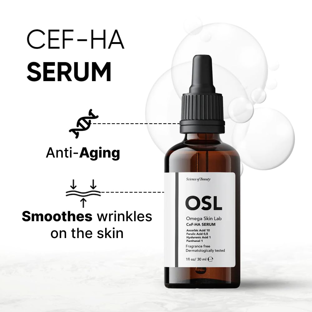 OSL Omega Skin Lab OSL CeF-HA Serum 30ML, Hyaluronic Acid Enhanced Face Serum with C Vitamin, Anti-Aging, Brightening - Image 2