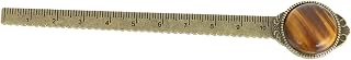 Holibanna Zinc Alloy Bookmark Ruler with Tiger Eye Gemstone Inlay, Vintage Style Reading Marker for School and Home, Portable Metal Ruler Stationery Accessory for Book Lovers