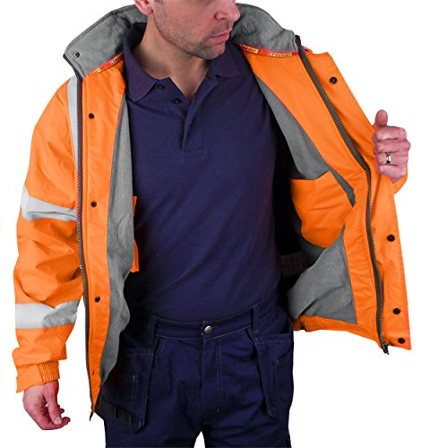 Blouson bomber doublé polaire HV orange en taille XXXL pour professionnels