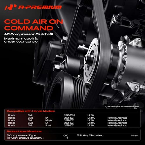 A-Premium Air Conditioner AC Compressor Clutch Kit Compatible with Honda Civic 2016-2021 2.0L by A-premium - Image 2
