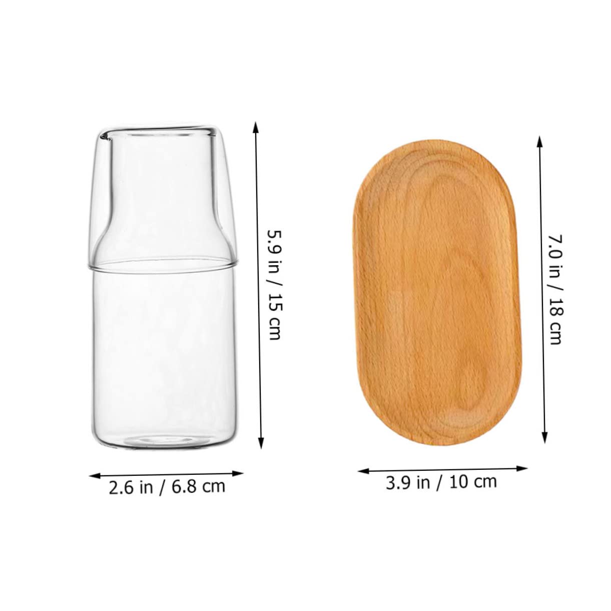 HOLIDYOYO Set of Bedside Glass Pitcher Cup for Nightstand Drink Water Nightstand Water Carafe Pitcher Glass Coasters