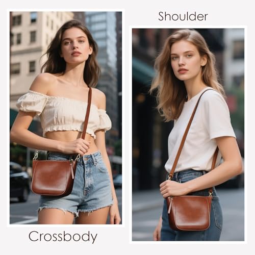 Crossbody Bag for Women, Genuine Leather Purse with Two Adjustable Strap, Small Shoulder Bag2