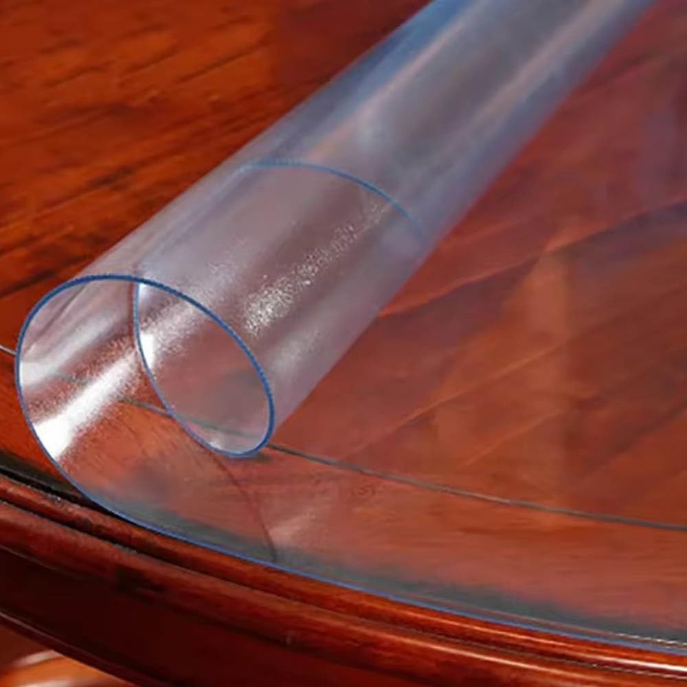 QBYRSSS Transparent Table Cover Protector Transparent Round Tablecloth110cm Waterproof OilProof HeatResistant 2mm Thick Dining Table Mat Perfect for Chairs and Dining Sets Elegant Home Decor.