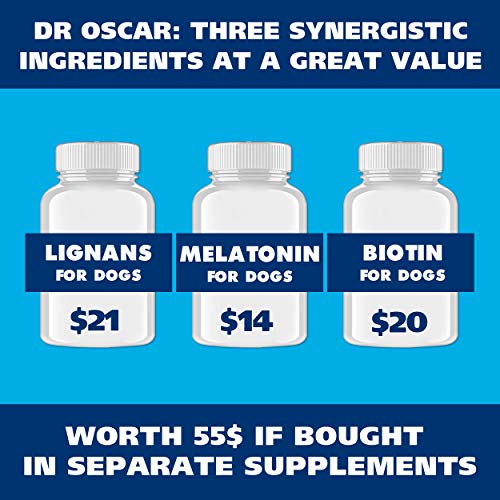 HMR Lignans and Melatonin for Dogs with Cushings. Superior 3in1 Formula with Biotin. Adrenal Support, Helps Maintain Normal Cortisol Levels. Better Than Lignans & Melatonin Only. Skin & Coat Support - Thumbnail 3