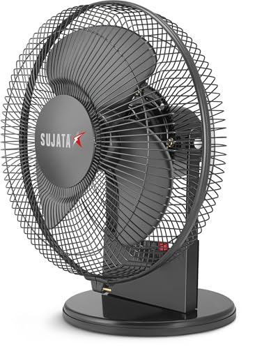 Image of Sujata Table Fan for Home | 2300 RPM, 2 Years Warranty | Small Table Fan High Speed for Home, 280 mm Compact Fan with Balanced Blades, Adjustable Tilt, Portable (SAP2700 HS - Black)
