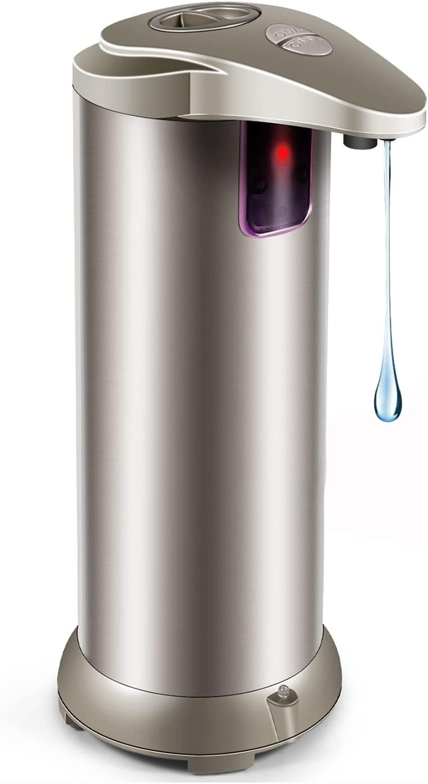Automatic Sensor Hand Soap Dispenser, Stainless Steel, Silver, Kitchen Bathroom Countertop