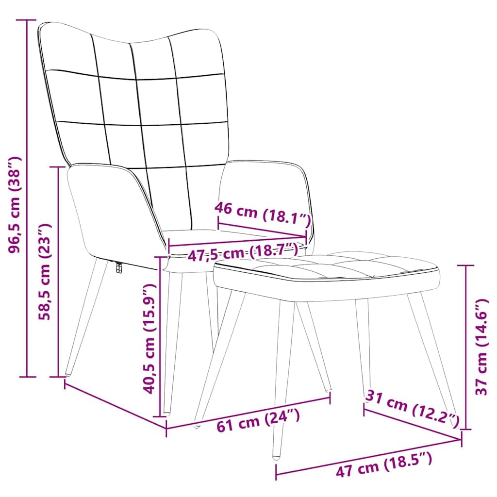 vidaXL Relaxsessel mit Hocker, Sessel mit Stahlrahmen, Relaxstuhl Polsterstuhl mit Armlehne, Fernsehsessel Polstersessel Wohnzimmer, Modern, Hellgrau Stoff