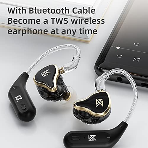Linsoul KZ ZAS 7BA+1DD in-Ear Monitor, HiFi Bass Earbuds, Gaming Earbuds, Hybrid IEM Earphones with Recessed 2pin Cable for Audiophile Musician(with Mic, Black)