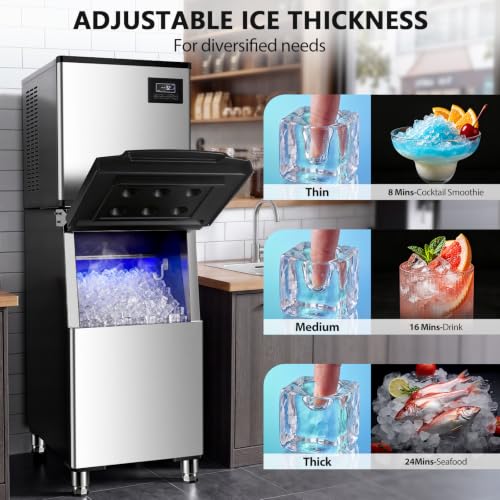 Image of 450LBS /24H Commercial Ice Maker Machine 250LBS Bin Split