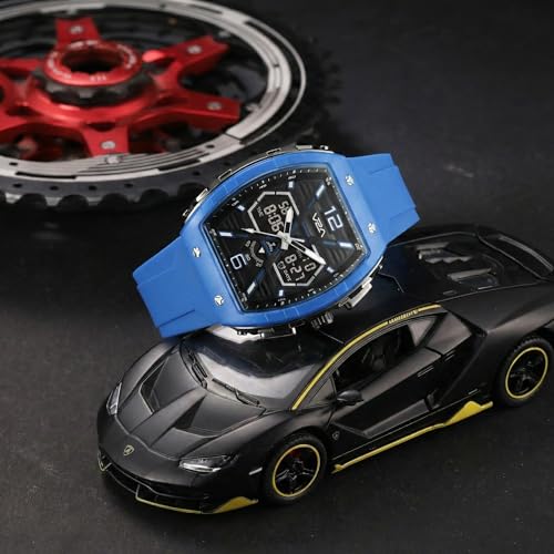 Image of V2A Impact 50mm Analog Digital Watch for Men | X-Frame Hybrid Dial Design | Alarm Stopwatch Day Date 12 /24 Hr | TPU Sport Strap | 50M Water Resistant | Gift for Mens