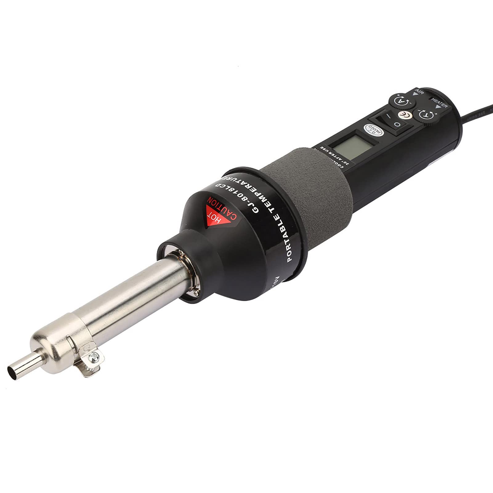 Wakects Pistola ad Aria Calda 450W con Display LCD, Temperatura Regolabile, Stazione di Saldatura Dissaldante, 4 Ugelli Inclusi