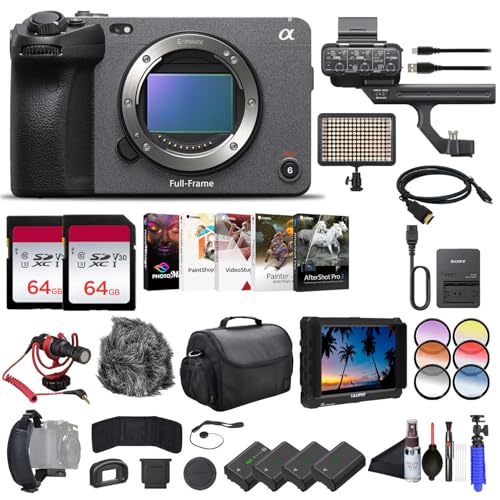Sony FX3 Full-Frame Cinema Camera ILME-FX3, 4K Monitor, 2 x 64GB Memory Card, Bag, 3 x NP-FZ100 Compatible Battery, LED Light, Card Reader, Corel Photo Software, Compact Mic, and More