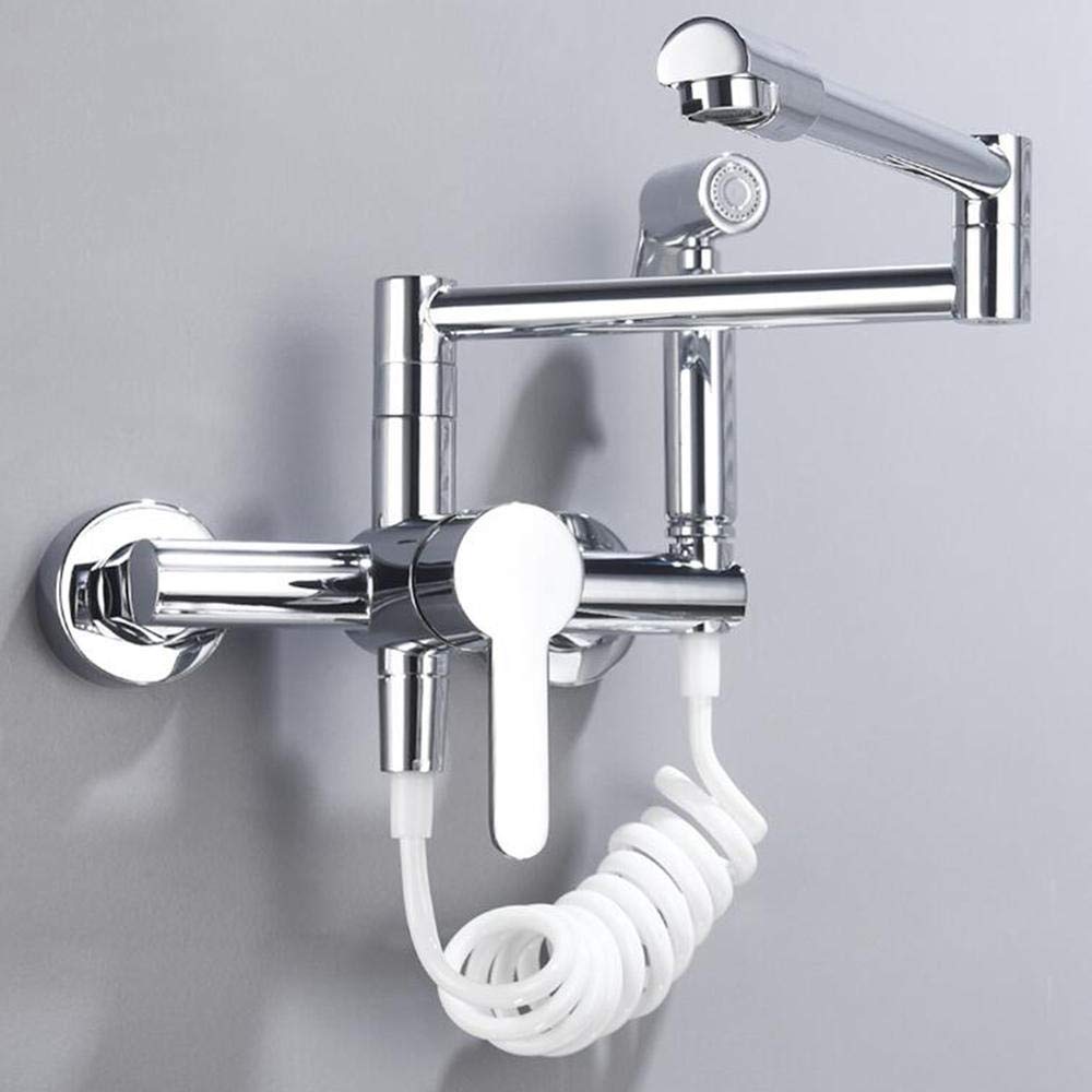 Robinet mitigeur de cuisine mural pliable noir eau chaude et froide avec pistolet