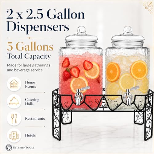 Double distributeur de boissons en verre pour mariages et grands buffets - 3