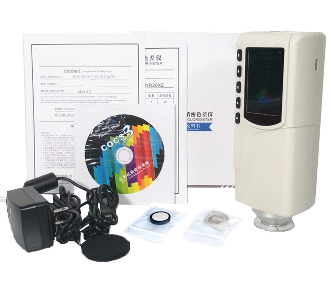 Handheld Colorimeter 20mm Large Caliber Color Difference Meter Color Tester Analyzer for Surface Stripe and Wet Surface Object with Viewing Geometry 45°/0° Rechargeable Lithium-ion Battery