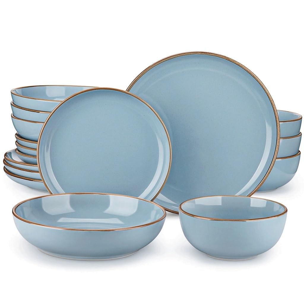 Service de table rond en céramique avec assiette à soupe et bol