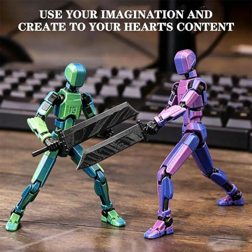 Image of 2Pcs Dummy 13 Action Figure, Creative Desktop Decor for Collectors, DIY Assembly Experience with Articulated Joints, Drawing Reference and Photography Prop, Red Blue and Blue Green Color
