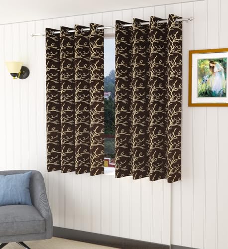 Image of Homefab India Velvet Curtains Room Darkening - Window 5 feet, Pack of 2 Panels, Coffee