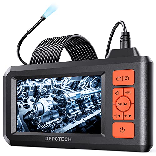 DEPSTECH 5.5mm Lens Industrie Endoskopkamera 4,3" LCD-Bildschirm 1080P Digitales Endoskop IP67 wasserdicht Inspektionskamera, 6 Einstellbare LEDs, 5m halbstarres Kabel, 32GB Karte DS300