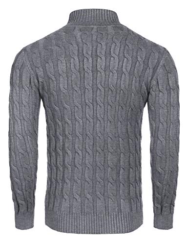 Pull col roulé gris homme Coofandy taille XL en maille confortable