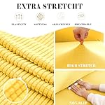 Qubjus Stretch Sofa Slipcover Loveseat Slipcovers for 2 Cushion Couch Soft Couch Cover Furniture Protector Jacquard Fabric Small Checks with Elastic Bottom for Kids Pets (Bright Yellow, Medium) - Image 2