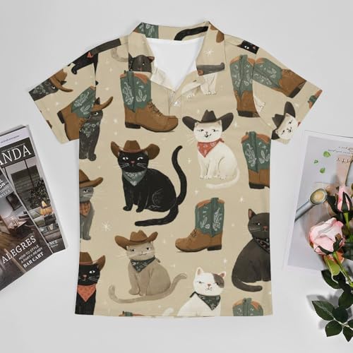 Boys' Classic Polo Shirts Short Sleeve Moisture-Wicking Golf & Tennis Shirts for Youth Teens Western Cowboy Cat3