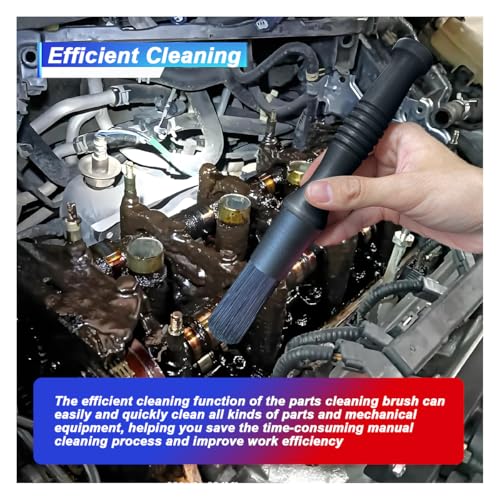 UHANBUT Car Parts Washer Brush, Bullet Head Parts Cleaning Brush for Cleaning Car Interior Exterior, Engine Parts, Wheel Bearing, Boats, Household Grime (Black) - Thumbnail 5