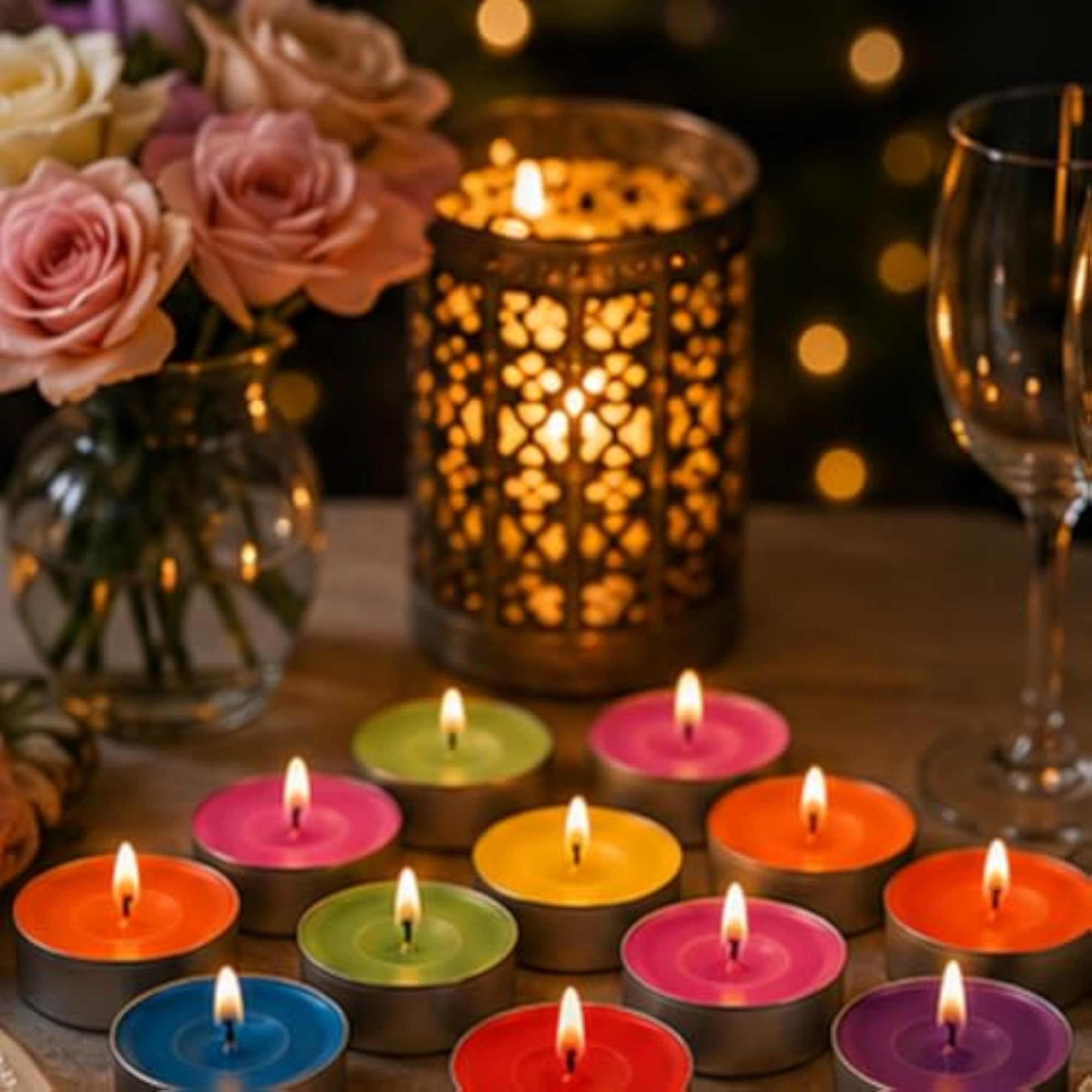 Multicolor Tealight Candles, 50 Piece Box