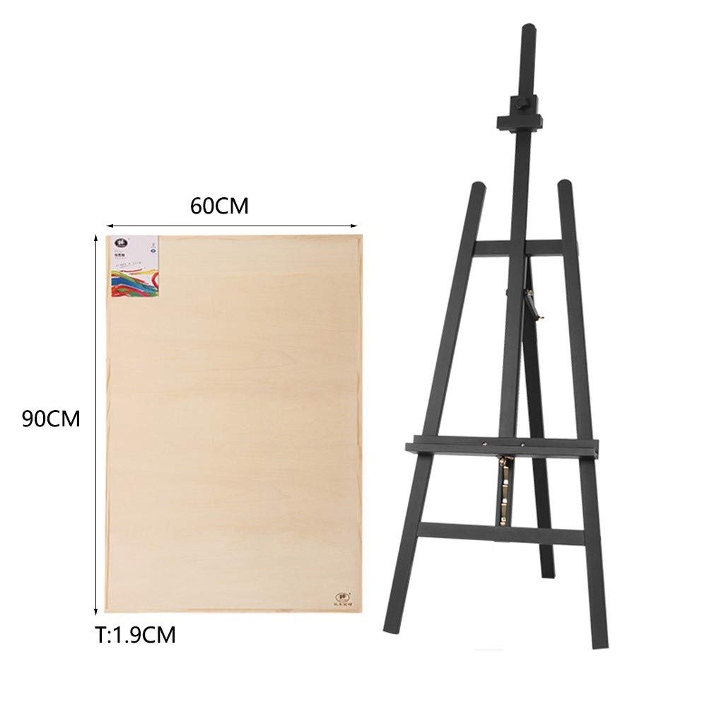 Große Staffelei, Staffelei aus massivem Buchenholz, 147–193 cm, verstellbare Staffelei, Atelierstaffelei für Erwachsene (Schwarz, transparent, 90 x 60 x 1,9 cm)