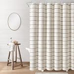 Rideaux de douche rayés en lin noir, rideaux de douche Beige Boho pour salle de bains, 72 x 72